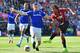 Bournemouth's Dutch defender Nathan Ake (R) has an unsuccessful shot during the English Premier League football match between Bournemouth and Everton at the Vitality Stadium in Bournemouth, southern England on September 15, 2019. - Bournemouth won the gam