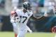JACKSONVILLE, FLORIDA - SEPTEMBER 08:
DJ Chark Jr. of the Jacksonville Jaguars carries the ball after catching a pass against the Kansas City Chiefs during a NFL game at TIAA Bank Field on September 08, 2019 in Jacksonville, Florida. (Photo by John Ca