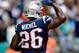 MIAMI, FLORIDA - SEPTEMBER 15: Sony Michel #26 of the New England Patriots in action against the Miami Dolphins at Hard Rock Stadium on September 15, 2019 in Miami, Florida. (Photo by Mark Brown/Getty Images)