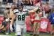 GLENDALE, ARIZONA - SEPTEMBER 29: Will Dissly #88 of the Seattle Seahawks throws the ball after making a reception during the second half of a game against the Arizona Cardinals at State Farm Stadium on September 29, 2019 in Glendale, Arizona. Seahawks wo