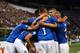 BOLOGNA, ITALY - JUNE 16: Federico Chiesa of Italy celebrates his second goal with his team-mates during the 2019 UEFA U-21 Group A match between Italy and Spain at (insert stadium name) on June 16, 2019 in Bologna, Italy. (Photo by Marco Luzzani/Getty
