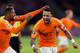 AMSTERDAM, NETERLANDS - MARCH 24: Memphis Depay of Netherlands celebrates after scoring his team's second goal during the 2020 UEFA European Championships group C qualifying match between Netherlands and Germany at Johan Cruijff ArenA on March 24, 2019 in