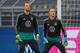 Germany's goalkeeper Manuel Neuer and Germany's goalkeeper Marc-Andre Ter Stegen (R) attend a training session of the German national football in Dortmund, western Germany on October 08, 2019. - Germany plays a friendly soccer match against Argentina in D