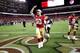 SANTA CLARA, CALIFORNIA - OCTOBER 07: Jimmy Garoppolo #10 of the San Francisco 49ers runs off the field after beating the Cleveland Browns at Levi's Stadium on October 07, 2019 in Santa Clara, California. (Photo by Ezra Shaw/Getty Images)