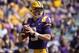 BATON ROUGE, LOUISIANA - OCTOBER 05: Quarterback Joe Burrow #9 of the LSU Tigers looks to throw ball against the Utah State Aggiesat Tiger Stadium on October 05, 2019 in Baton Rouge, Louisiana. (Photo by Chris Graythen/Getty Images)