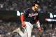 LOS ANGELES, CALIFORNIA - OCTOBER 09: Juan Soto #22 of the Washington Nationals celebrates after his solo home run to tie the game 3-3 in the eighth inning of game five of the National League Division Series against the Los Angeles Dodgers at Dodger Stadi