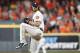HOUSTON, TX - OCTOBER 10: Gerrit Cole #45 of the Houston Astros pitches in the third inning against the Tampa Bay Rays at Minute Maid Park on October 10, 2019 in Houston, Texas. (Photo by Tim Warner/Getty Images)