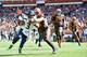 Russell Wilson has averaged 5.6 yards per rush and scored 19 touchdowns on the ground over the course of his eight seasons with the Seahawks.
