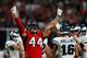 ATLANTA, GEORGIA - SEPTEMBER 15: Vic Beasley Jr. #44 of the Atlanta Falcons reacts after they stopped Zach Ertz #86 of the Philadelphia Eagles from converting a fourth down in the final seconds of their 24-20 win at Mercedes-Benz Stadium on September 15,