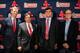 BOSTON, MA - OCTOBER 28: Boston Red Sox President & CEO Sam Kennedy, Chairman Tom Werner, Chief Baseball Officer Chaim Bloom, and Principal Owner John Henry pose for a photograph as Bloom is introduced as Chief Baseball Officer during a press conference o