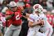 COLUMBUS, OH - OCTOBER 26: Chase Young #2 of the Ohio State Buckeyes pressures the quarterback against the Wisconsin Badgers at Ohio Stadium on October 26, 2019 in Columbus, Ohio. (Photo by Jamie Sabau/Getty Images)