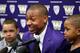 Thomas and his children at the retirement ceremony for his University of Washington jersey in 2018.