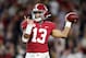TUSCALOOSA, ALABAMA - NOVEMBER 09: Tua Tagovailoa #13 of the Alabama Crimson Tide throws a pass during the second half against the LSU Tigers in the game at Bryant-Denny Stadium on November 09, 2019 in Tuscaloosa, Alabama. (Photo by Todd Kirkland/Getty Im