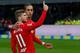 Leipzig's German forward Timo Werner celebrate scoring from the penalty spot with Leipzig's Danish forward Yussuf Poulsen during the German first division Bundesliga football match Hertha BSC Berlin v RB Leipzig, at the Olymic Stadium in Berlin on Novembe