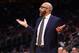 DETROIT, MICHIGAN - NOVEMBER 06: Head coach David Fizdale of the New York Knicks reacts while playing the Detroit Pistons at Little Caesars Arena on November 06, 2019 in Detroit, Michigan. Detroit won the game 122-102. NOTE TO USER: User expressly acknowl