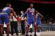 WASHINGTON, DC -¬ OCTOBER 7: Mitchell Robinson #23 of New York Knicks high-fives RJ Barrett #9 of New York Knicks against the Washington Wizards during pre-season on October 7, 2019 at Capital One Arena in Washington, DC. NOTE TO USER: User expressly ack