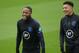 SOUTHAMPTON, ENGLAND - SEPTEMBER 09: Raheem Sterling and Jadon Sancho of England during a training session at Staplewood on September 09, 2019 in Southampton, England. (Photo by Robin Jones/Getty Images)
