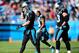 CHARLOTTE, NORTH CAROLINA - NOVEMBER 17: Kyle Allen #7 of the Carolina Panthers walks off the field after an interception during the second quarter during their game against the Atlanta Falcons at Bank of America Stadium on November 17, 2019 in Charlotte,