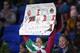 CARDIFF, WALES - NOVEMBER 19: A young female fan holds up a self made oster requesting the shirt of Wales player Gareth Bale during the UEFA Euro 2020 qualifier between Wales and Hungary at Cardiff City Stadium on November 19, 2019 in Cardiff, Wales. (Ph