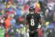 BALTIMORE, MARYLAND - DECEMBER 01: Quarterback Lamar Jackson #8 of the Baltimore Ravens looks on against the San Francisco 49ers in the first half at M&T Bank Stadium on December 01, 2019 in Baltimore, Maryland. (Photo by Rob Carr/Getty Images)