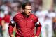 FAYETTEVILLE, AR - NOVEMBER 9: Head Coach Nick Saban of the Alabama Crimson Tide on the field watching his team warm up before a game against the Mississippi State Bulldogs at Davis Wade Stadium on November 16, 2019 in Starkville, Mississippi. The Crim