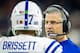 HOUSTON, TX - NOVEMBER 21: Head Coach Frank Reich talks with Jacoby Brissett #7 of the Indianapolis Colts during a game against the Houston Texans at NRG Stadium on November 21, 2019 in Houston, Texas. The Texans defeated the Colts 20-17. (Photo by Wesl