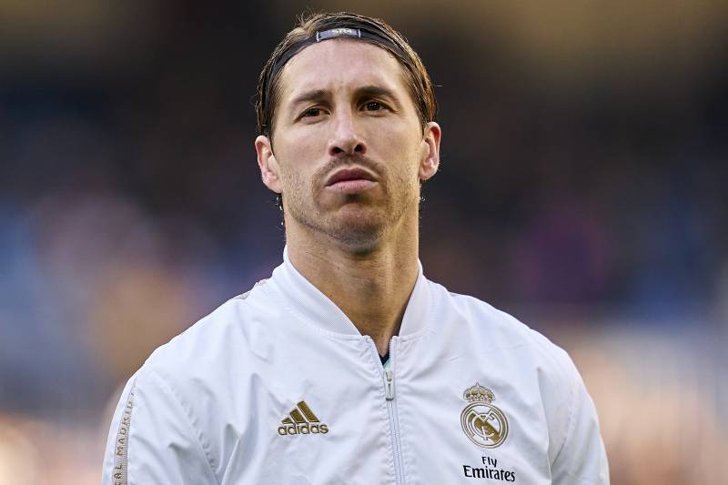 MADRID, SPAIN - DECEMBER 07: Sergio Ramos of Real Madrid CF looks on prior to the Liga match between Real Madrid CF and RCD Espanyol at Estadio Santiago Bernabeu on December 07, 2019 in Madrid, Spain. (Photo by Quality Sport Images/Getty Images)