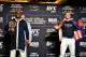 LAS VEGAS, NEVADA - DECEMBER 12: (L-R) Kamaru Usman of Nigeria and Colby Covington face off during the UFC 245 Ultimate Media Day at the Red Rock Casino Resort on December 12, 2019 in Las Vegas, Nevada. (Photo by Chris Unger/Zuffa LLC via Getty Images)