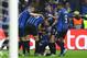 MILAN, ITALY - NOVEMBER 26: Alejandro Dario Gomez (C) of Atalanta BC celebrates his goal with his team-mats during the UEFA Champions League group C match between Atalanta and Dinamo Zagreb at Stadio Giuseppe Meazza on November 26, 2019 in Milan, Italy. (