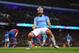 MANCHESTER, ENGLAND - JANUARY 18: Sergio Aguero of Manchester City celebrates scoring his second goal during the Premier League match between Manchester City and Crystal Palace at Etihad Stadium on January 18, 2020 in Manchester, United Kingdom. (Photo by