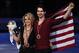 US pair Madison Hubbell and Zachary Donohue pose with gold medals and US national flag at the ISU Grand Prix of figure skating Final 2019 on December 7, 2019 in Turin. (Photo by MARCO BERTORELLO / AFP) (Photo by MARCO BERTORELLO/AFP via Getty Images)