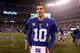 EAST RUTHERFORD, NEW JERSEY - DECEMBER 29: (NEW YORK DAILIES OUT) Eli Manning #10 of the New York Giants walks on the field after a game against the Philadelphia Eagles at MetLife Stadium on December 29, 2019 in East Rutherford, New Jersey. The Eagles