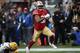 SANTA CLARA, CA - JANUARY 19: Raheem Mostert #31 of the San Francisco 49ers rushes for a 36-yard touchdown during the game against the Green Bay Packers at Levi's Stadium on January 19, 2020 in Santa Clara, California. The 49ers defeated the Packers 37-20