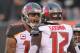 CINCINNATI, OH - OCTOBER 28: Mike Evans #13 and Chris Godwin #12 of the Tampa Bay Bucccaneers celebrate a touchdown during their game against the Cincinnati Bengals at Paul Brown Stadium on October 28, 2018 in Cincinnati, Ohio. The Bengals defeated the B