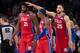 PHILADELPHIA, PA - FEBRUARY 11: Joel Embiid #21, Josh Richardson #0, and Ben Simmons #25 of the Philadelphia 76ers react against the Los Angeles Clippers at the Wells Fargo Center on February 11, 2020 in Philadelphia, Pennsylvania. The 76ers defeated the