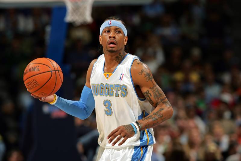 DENVER - MARCH 17: Allen Iverson #3 of the Denver Nuggets handles the ball during the game against the Phoenix Suns on March 17, 2007 at the Pepsi Center in Denver, Colorado. The Nuggets won 131-107. NOTE TO USER: User expressly acknowledges and agrees