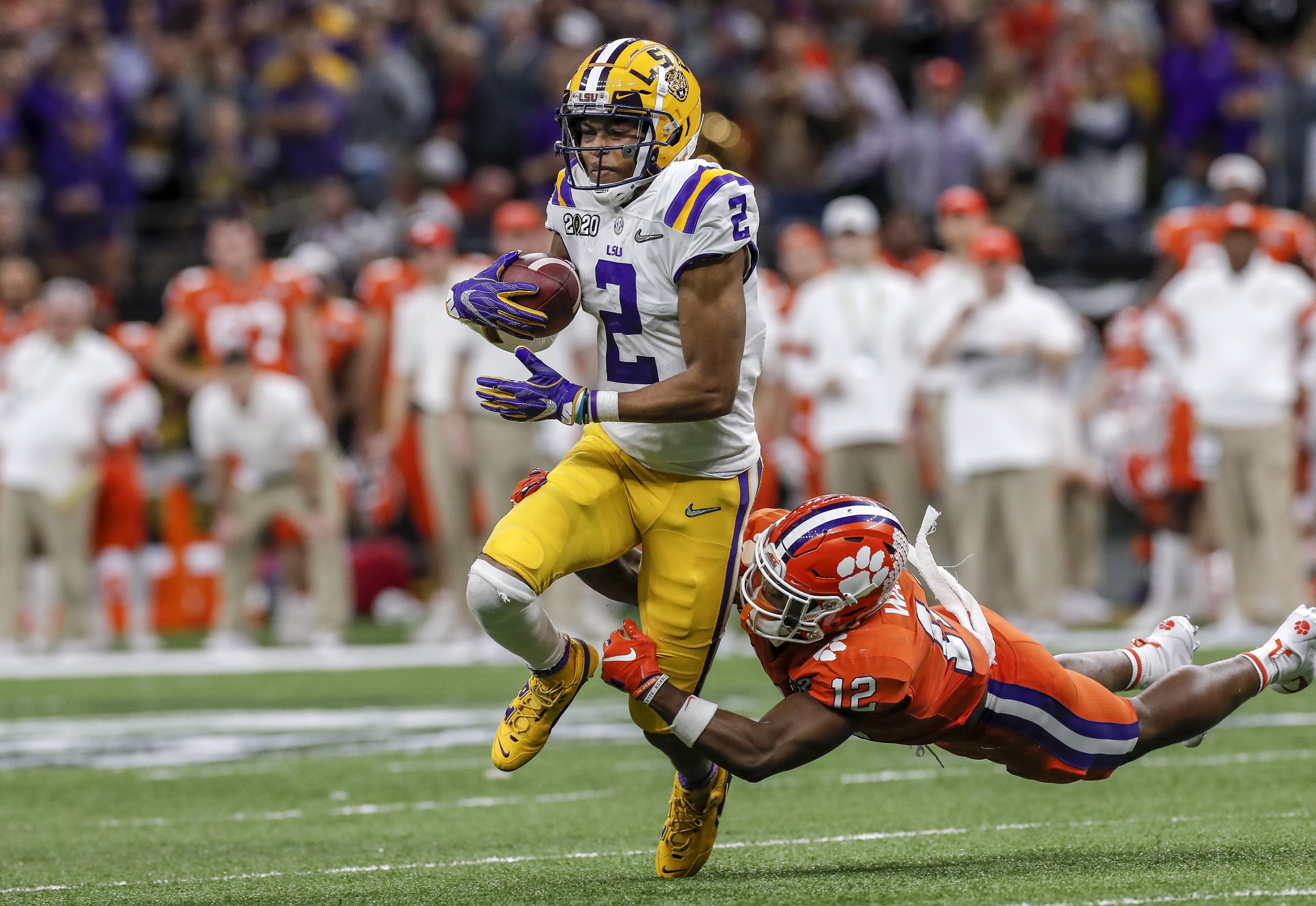 Men's LSU Tigers #2 Justin Jefferson White 2020 National Champions