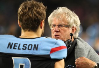 ARLINGTON, TEXAS - FEBRUARY 09: Offensive coordinator Hal Mumme of the Dallas Renegades talks to Philip Nelson #9 on the sidelines at an XFL Game against the St. Louis Battlehawks on February 09, 2020 in Arlington, Texas. (Photo by Richard Rodriguez/Gett ARLINGTON, TEXAS - FEBRUARY 09: Offensive coordinator Hal Mumme of the Dallas Renegades talks to Philip Nelson #9 on the sidelines at an XFL Game against the St. Louis Battlehawks on February 09, 2020 in Arlington, Texas. (Photo by Richard Rodriguez/Gett