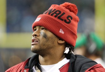 SEATTLE, WASHINGTON - DECEMBER 22: Kyler Murray #1 of the Arizona Cardinals looks on in the fourth quarter after exiting the game in the third quarter due to an injury against the Seattle Seahawks during their game at CenturyLink Field on December 22, 201 SEATTLE, WASHINGTON - DECEMBER 22: Kyler Murray #1 of the Arizona Cardinals looks on in the fourth quarter after exiting the game in the third quarter due to an injury against the Seattle Seahawks during their game at CenturyLink Field on December 22, 201
