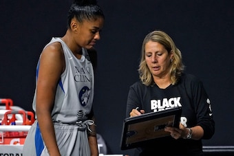 Minnesota Lynx head coach Cheryl Reeve, right, advises one of her players. Reeve has been vocal about the WNBA needing more female head coaches.
