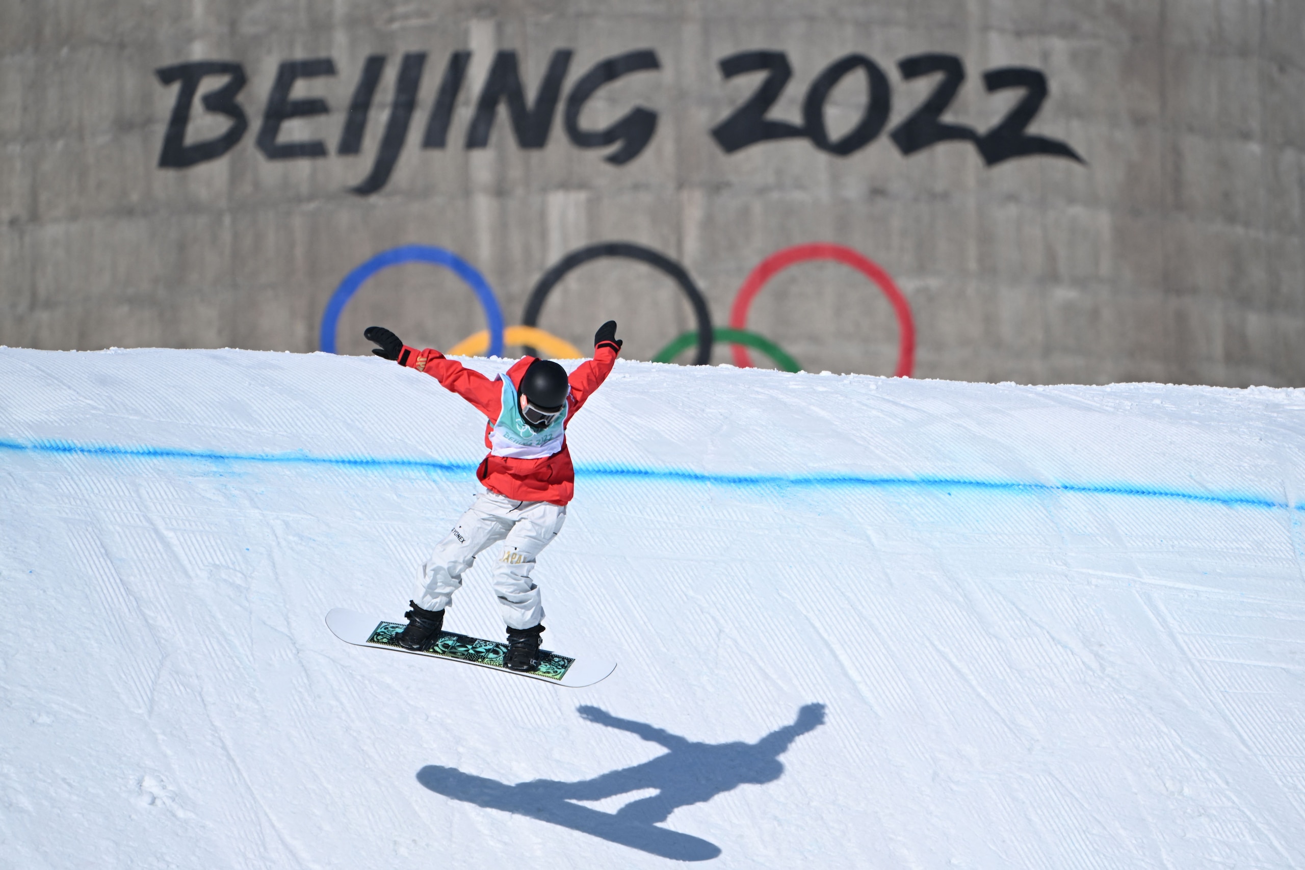 Japan's Kokomo Murase competes in the snowboard women's big air qualification run during the Beijing 2022 Winter Olympic Games at the Big Air Shougang in Beijing on February 14, 2022. (Photo by Manan VATSYAYANA / AFP) (Photo by MANAN VATSYAYANA/AFP via Ge