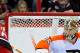 RALEIGH, NC - JANUARY 10: Goalkeeper Sergei Bobrovsky #35 of the Philadelphia Flyers stops a shot by Patrick Dwyer #39 of the Carolina Hurricanes during play at the RBC Center on January 10, 2012 in Raleigh, North Carolina. The Flyers won 2-1. (Photo by Grant Halverson/Getty Images)