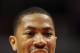 CHICAGO, IL - MAY 26: Derrick Rose #1 of the Chicago Bulls reacts against the Miami Heat in Game Five of the Eastern Conference Finals during the 2011 NBA Playoffs on May 26, 2011 at the United Center in Chicago, Illinois. NOTE TO USER: User expressly acknowledges and agrees that, by downloading and or using this photograph, User is consenting to the terms and conditions of the Getty Images License Agreement. (Photo by Jonathan Daniel/Getty Images)