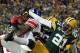 Hakeem Nicks comes down with Eli Manning's hail mary pass at the end of the first half to give the Giants a 20-10 lead.