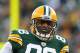 GREEN BAY, WI - JANUARY 15: Jermichael Finley #88 of the Green Bay Packers reacts after a play against the New York Giants during their NFC Divisional playoff game at Lambeau Field on January 15, 2012 in Green Bay, Wisconsin. (Photo by Jamie Squire/Getty Images)