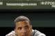 ARLINGTON, TX - OCTOBER 15: Victor Martinez #41 of the Detroit Tigers reacts after deing defeated in Game Six of the American League Championship Series by the Texas Rangers eliminating them from the playoffs at Rangers Ballpark in Arlington on October 15, 2011 in Arlington, Texas. (Photo by Harry How/Getty Images)