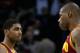 CLEVELAND, OH - DECEMBER 26: Kyrie Irving #2 and Antawn Jamison #4 of the Cleveland Cavaliers react after a play against the Toronto Raptors during the season opener at Quicken Loans Arena on December 26, 2011 in Cleveland, Ohio. NOTE TO USER: User expressly acknowledges and agrees that, by downloading and or using this photograph, User is consenting to the terms and conditions of the Getty Images License Agreement. (Photo by Mike Lawrie/Getty Images)