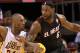 MIAMI, FL - MARCH 10: LeBron James #6 of the Miami Heat posts up Kobe Bryant #24 of the Los Angeles Lakers during a game at American Airlines Arena on March 10, 2011 in Miami, Florida. NOTE TO USER: User expressly acknowledges and agrees that, by downloading and/or using this Photograph, User is consenting to the terms and conditions of the Getty Images License Agreement. (Photo by Mike Ehrmann/Getty Images)