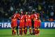 RUSTENBURG, SOUTH AFRICA - JUNE 26: The Ghana team huddle ahead of the 2010 FIFA World Cup South Africa Round of Sixteen match between USA and Ghana at Royal Bafokeng Stadium on June 26, 2010 in Rustenburg, South Africa. (Photo by Kevork Djansezian/Getty Images)