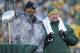 GREEN BAY, WI - FEBRUARY 08: Green Bay Packers cornerback Charles Woodson and Defensive Coordinator Dom Capers take the stage to address the fans during the Packers victory celebration at Lambeau Field on February 8, 2011 in Green Bay, Wisconsin. (Photo by Matt Ludtke/Getty Images)
